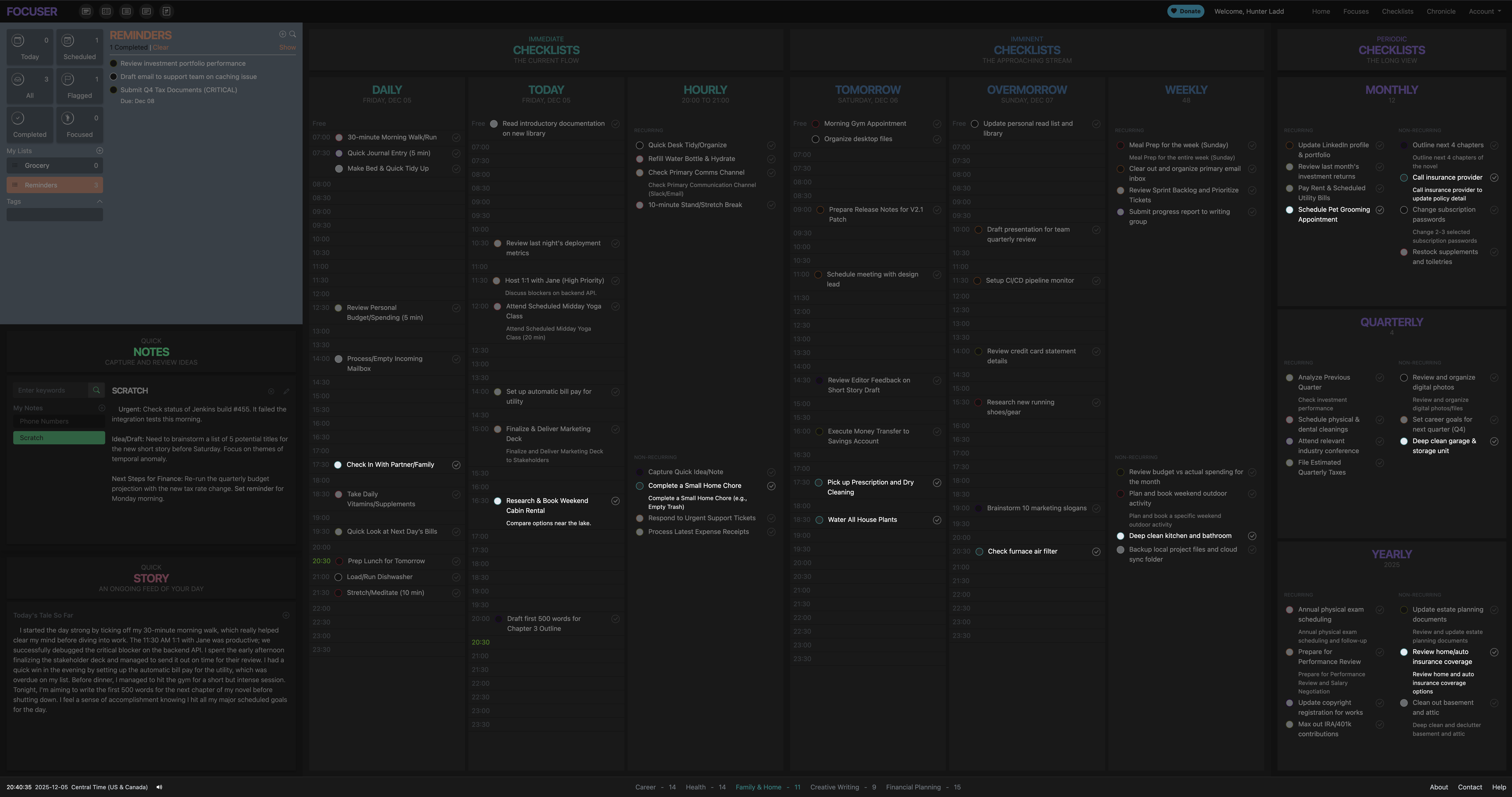 Focuser app dashboard with focus highlighting